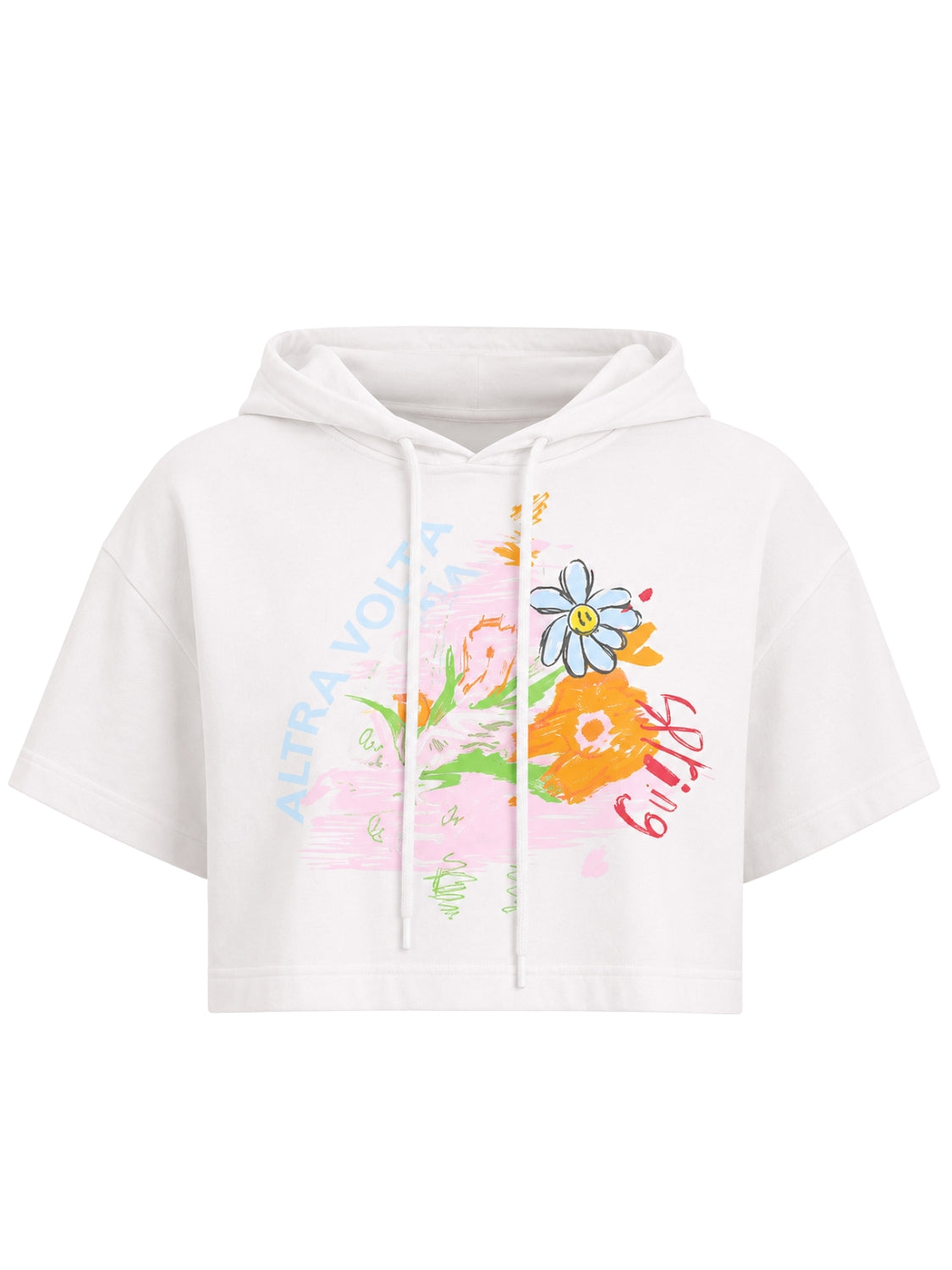 Spring Sketch Crop Hoodie Tee