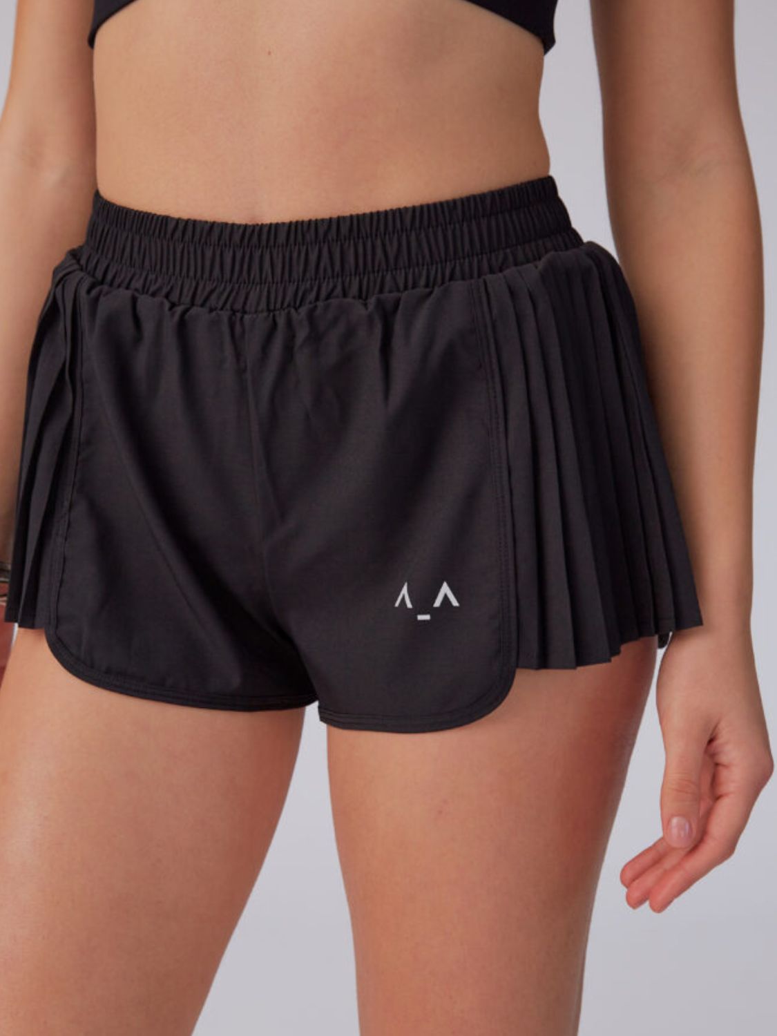 Pleated Active Shorts with Elastic Waist