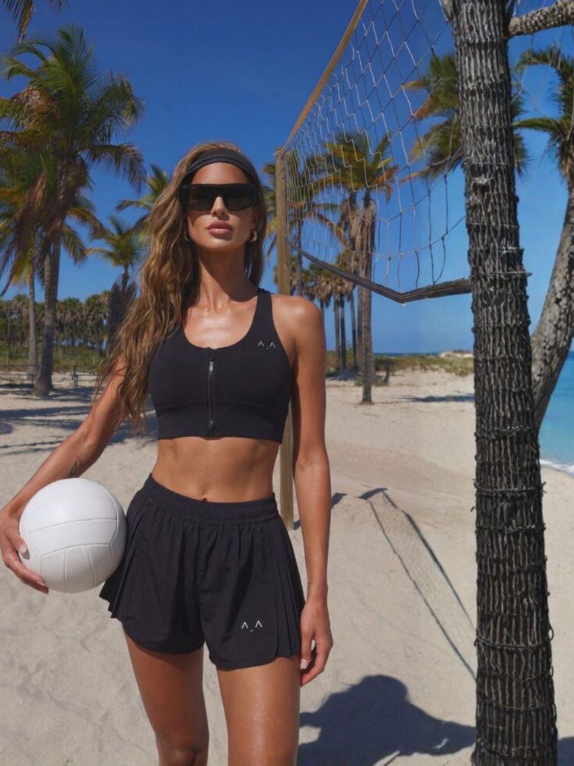 Pleated Active Shorts with Elastic Waist