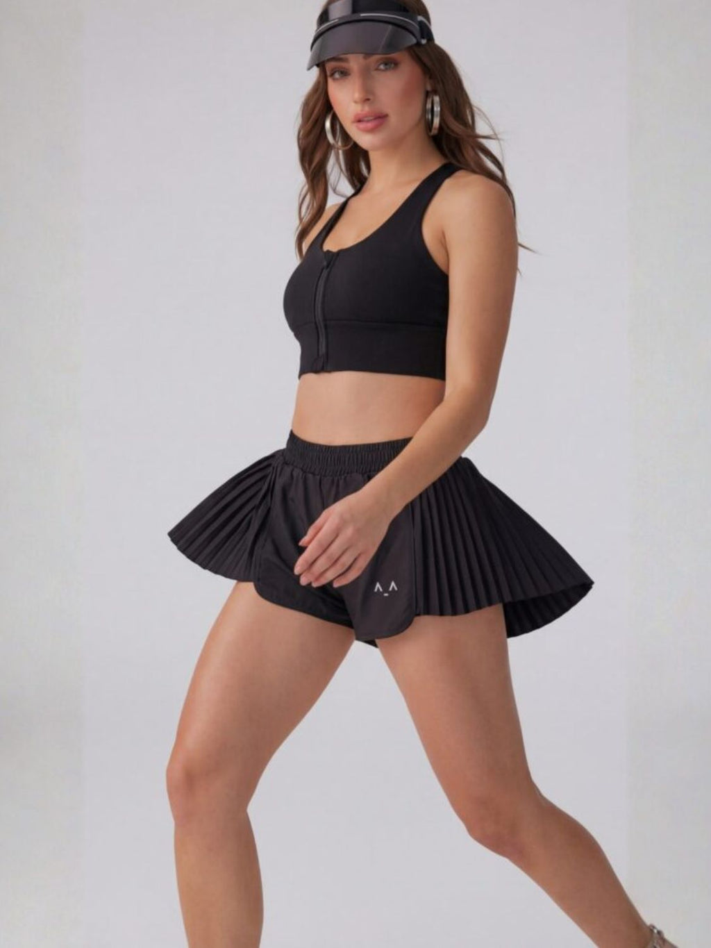 Pleated Active Shorts with Elastic Waist
