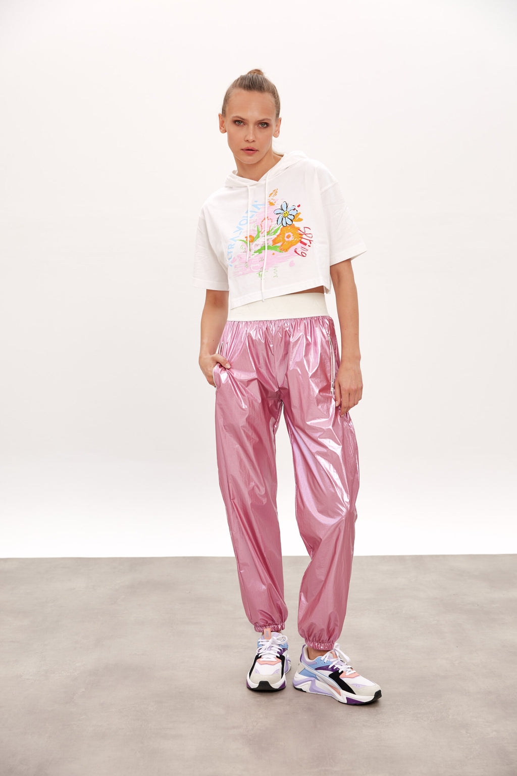 Radiant Rose Metallic Sweatpants