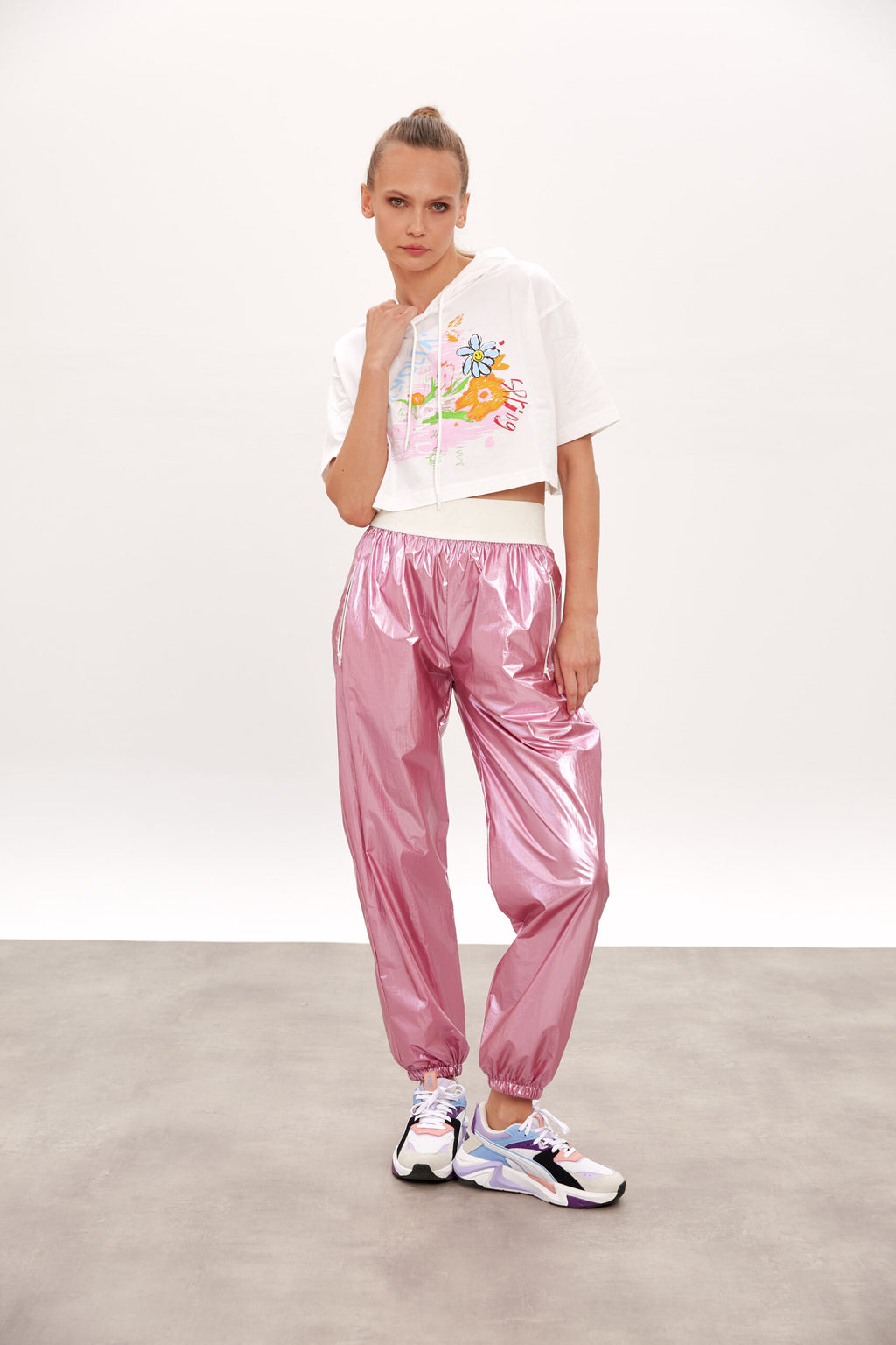 Radiant Rose Metallic Sweatpants