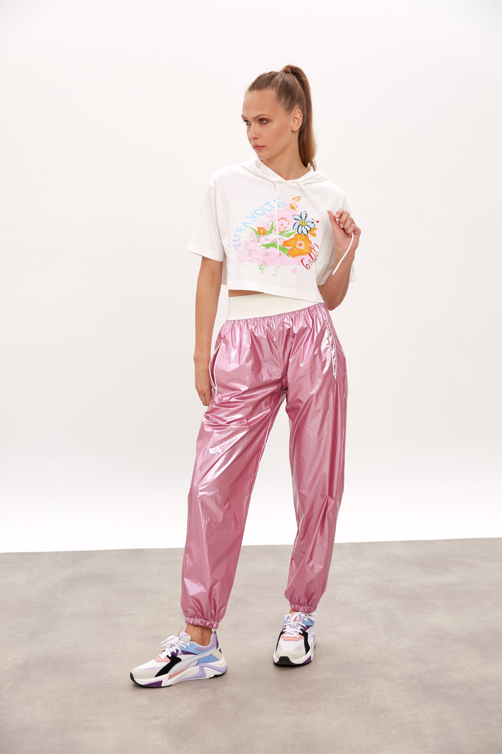 Radiant Rose Metallic Sweatpants
