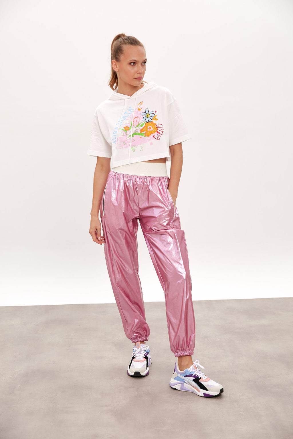 Radiant Rose Metallic Sweatpants