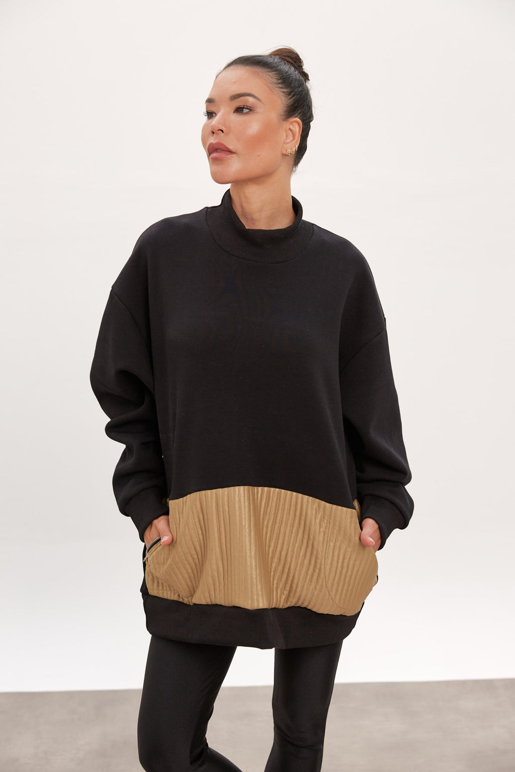 Black Quilted Sweatshirt