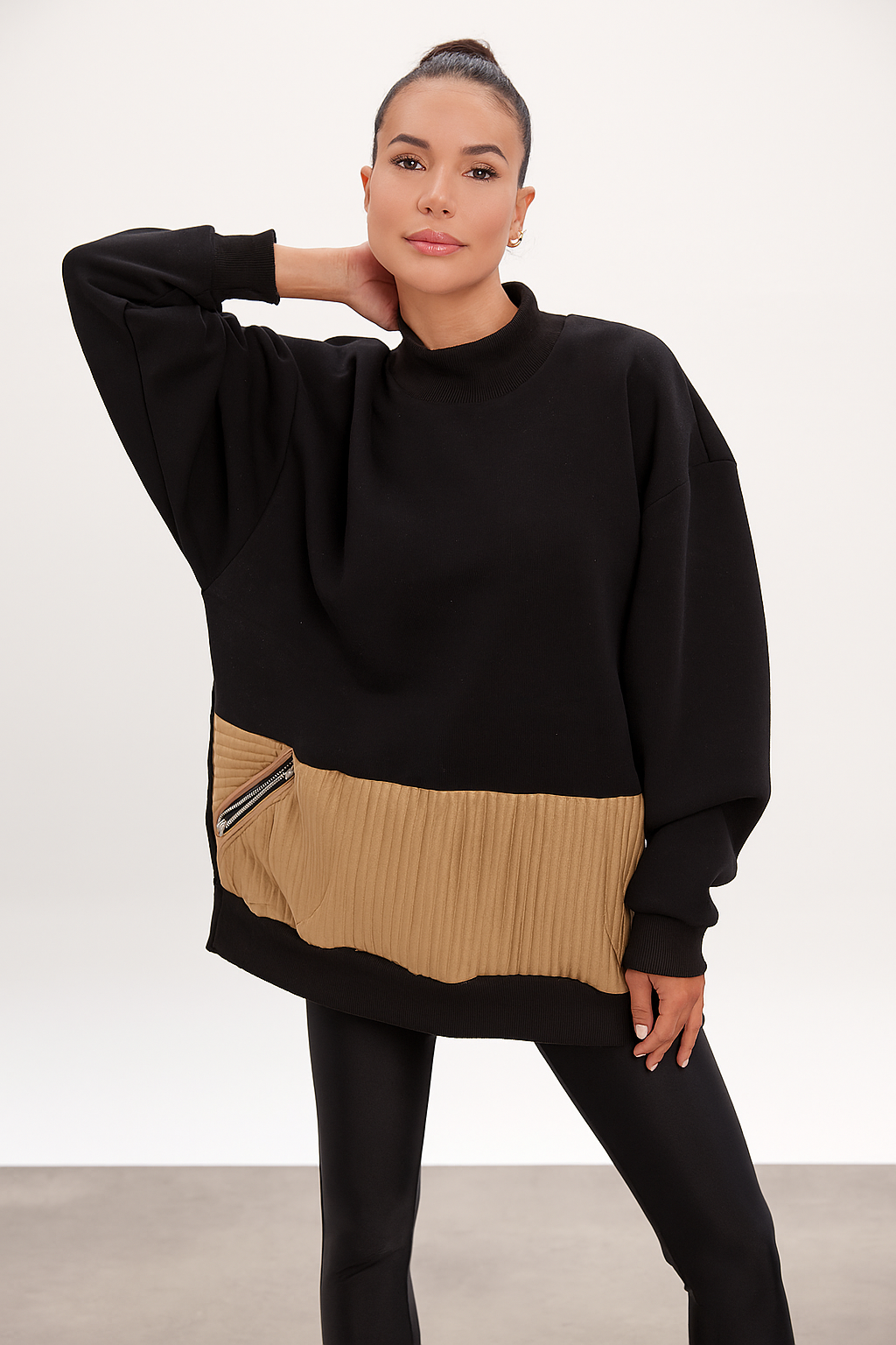 Black Quilted Sweatshirt