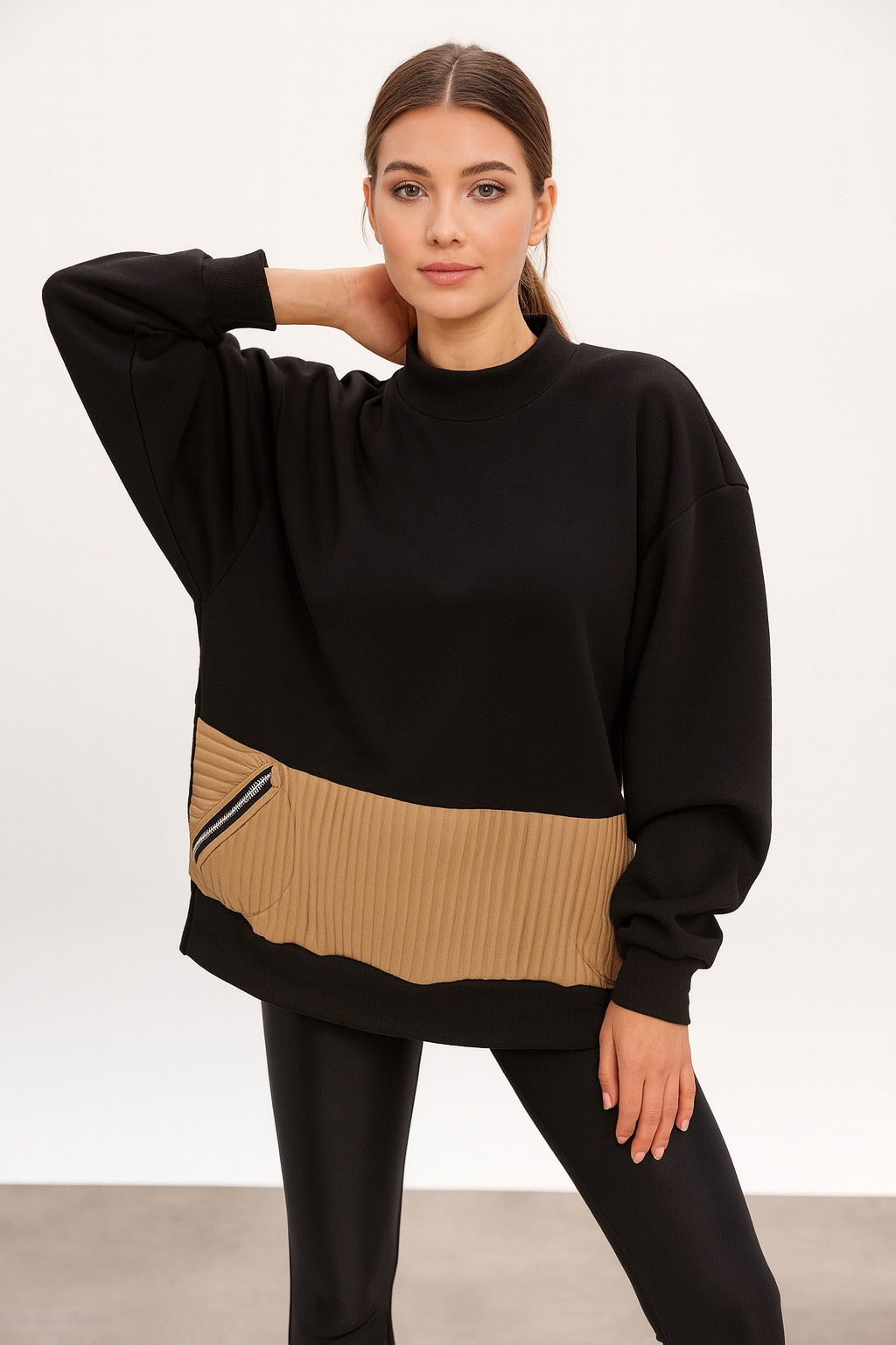 Black Quilted Sweatshirt