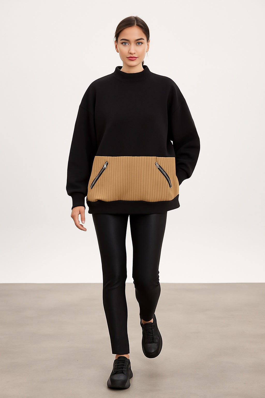 Black Quilted Sweatshirt