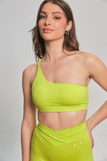Neon Lime One-Shoulder Sculpt Sports Bra