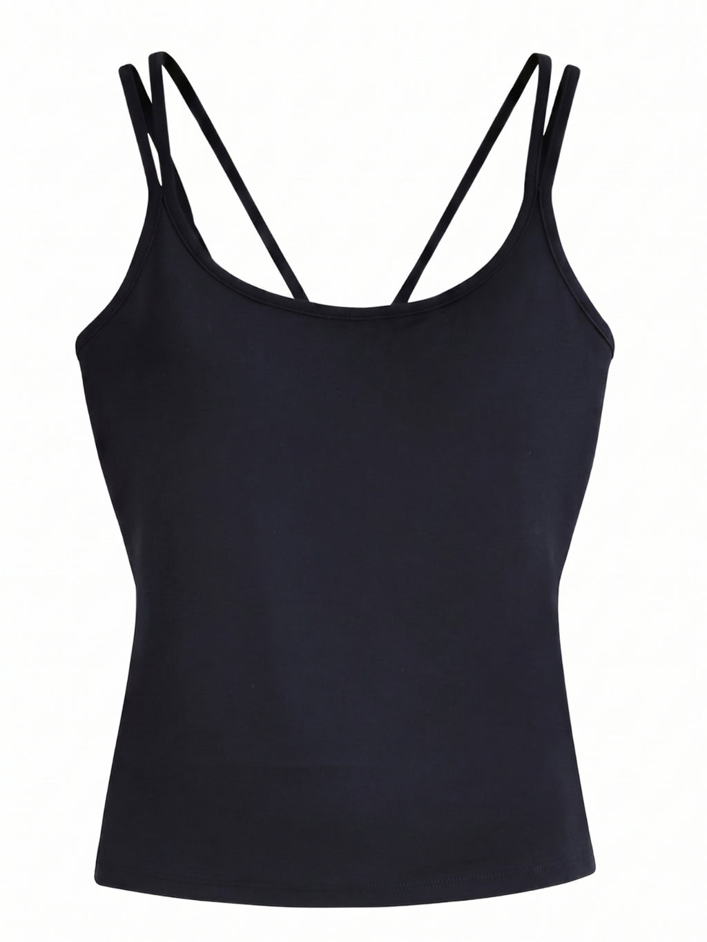 Double Strap Black Tank Top