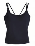 Double Strap Black Tank Top