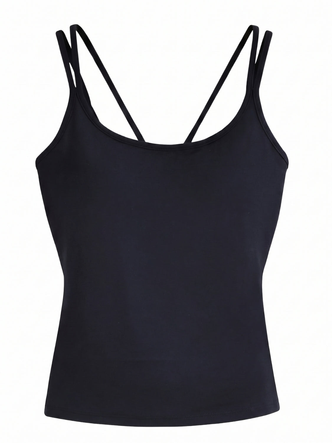 Double Strap Black Tank Top