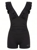 Ruffle Sculpt V-Neck Active Jumpsuit