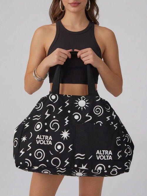 Altra Volta Large Graphic Canvas Tote Bag – Black Edition
