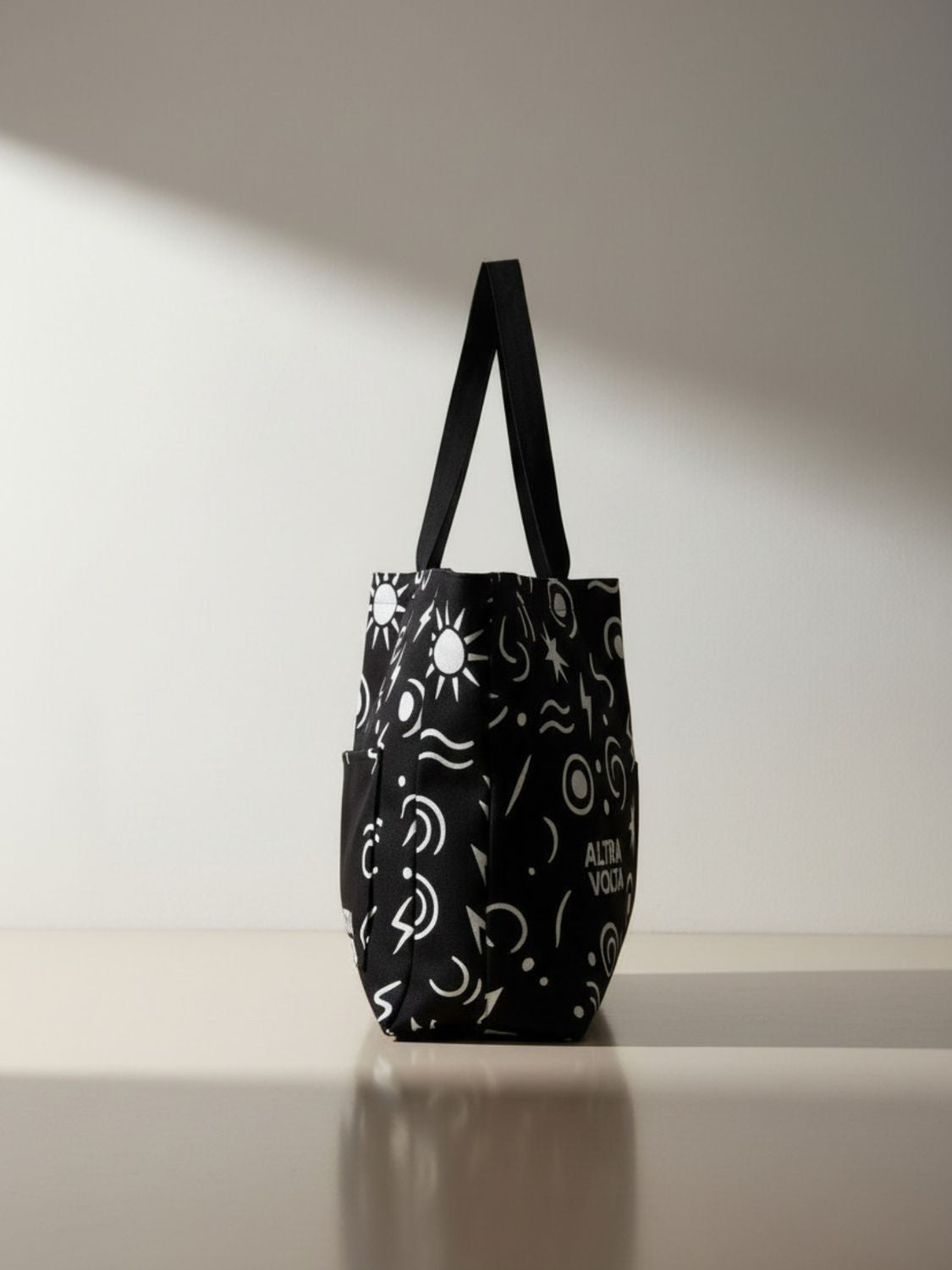 Altra Volta Large Graphic Canvas Tote Bag – Black Edition