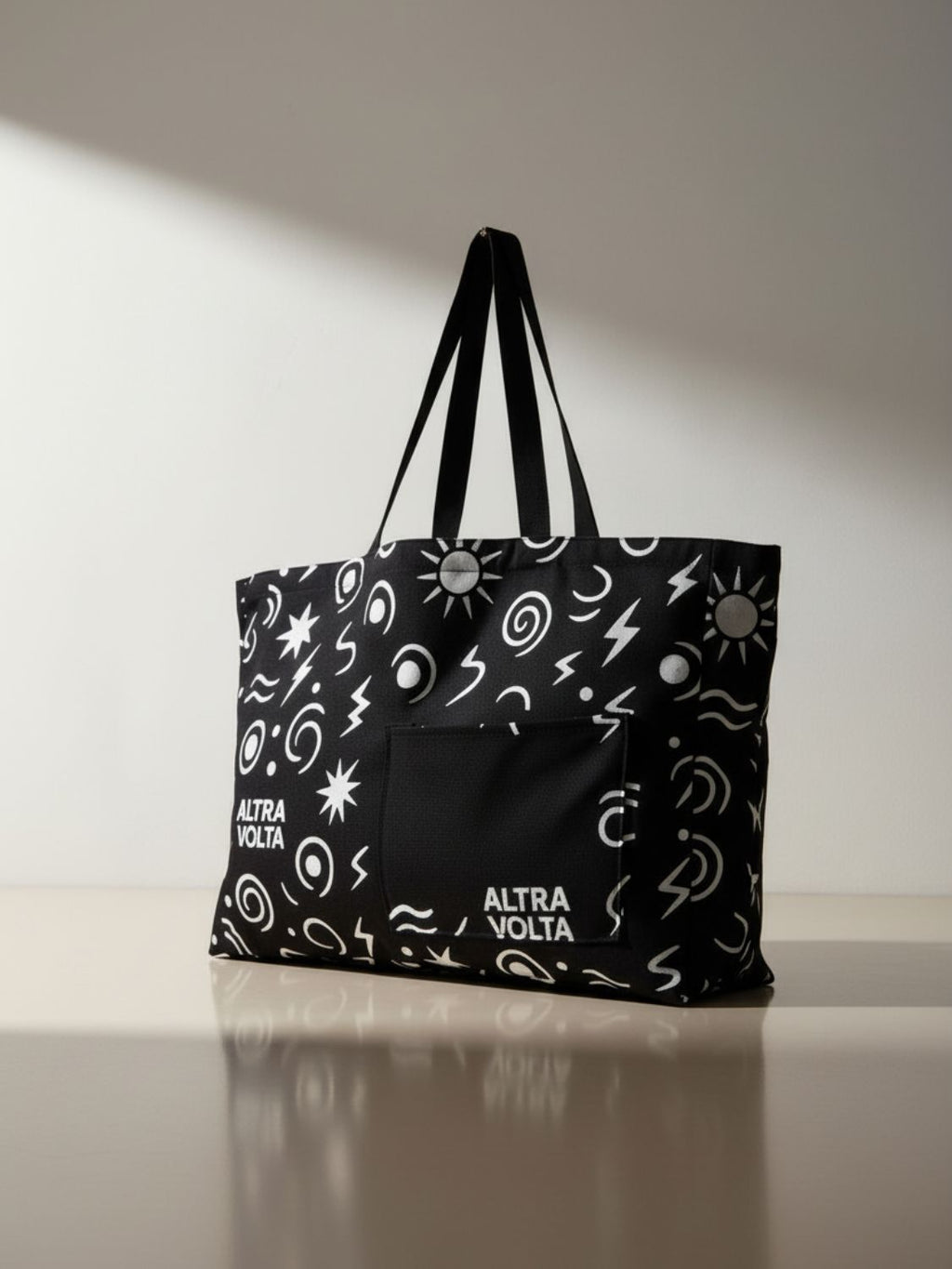 Altra Volta Large Graphic Canvas Tote Bag – Black Edition
