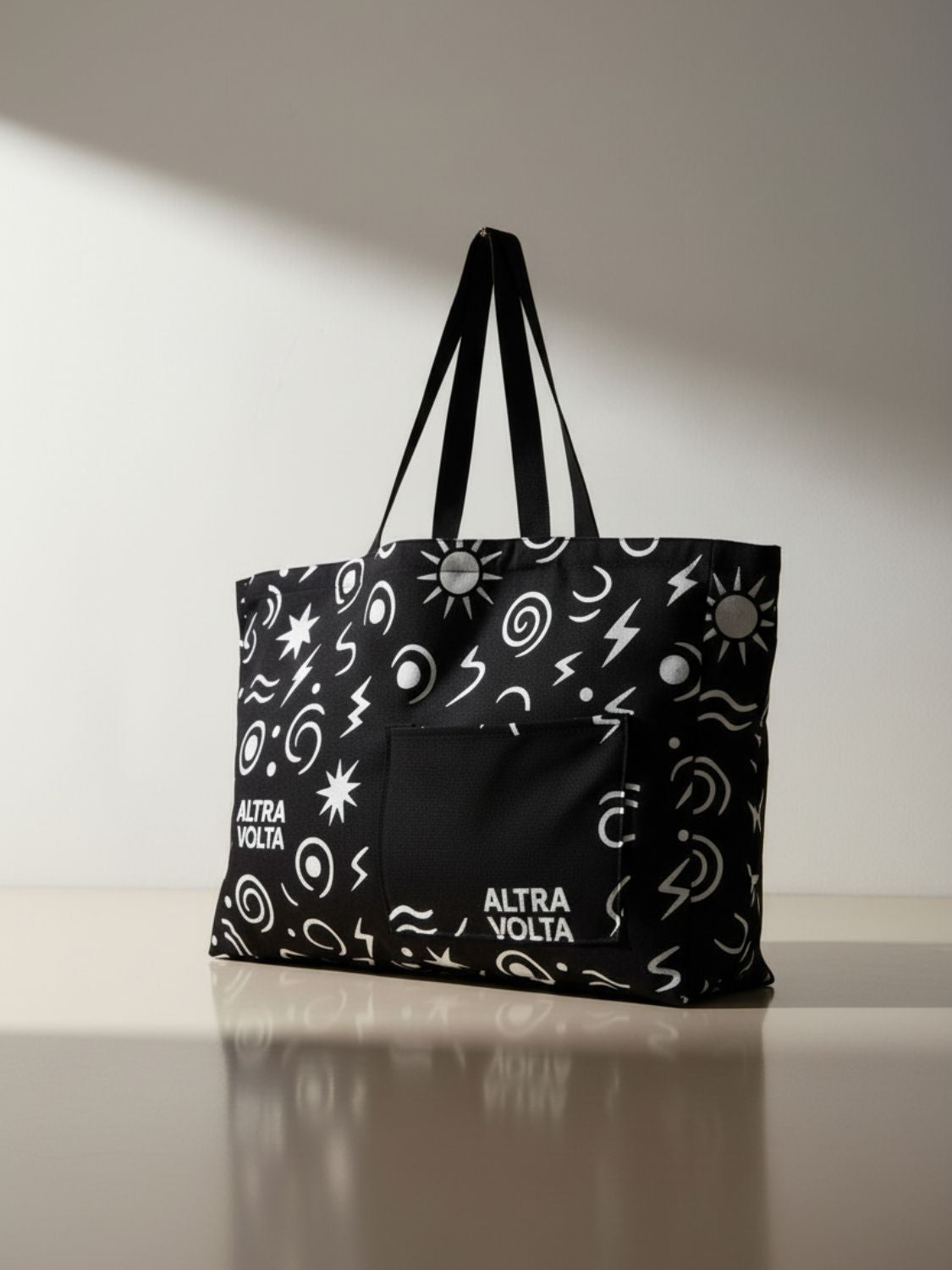 Altra Volta Large Graphic Canvas Tote Bag – Black Edition