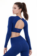 LuxeFlex Open Back Blue Top