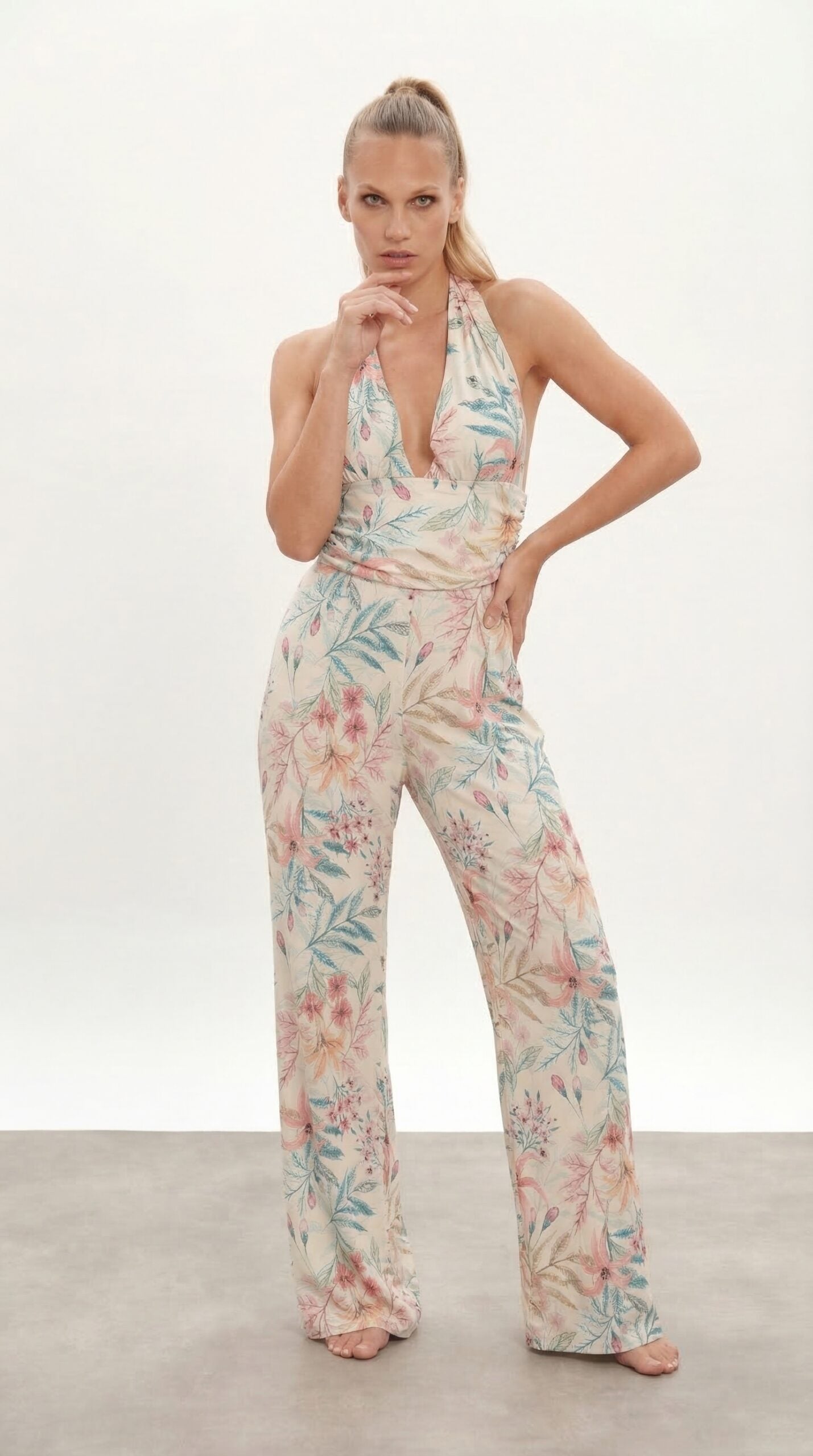 Feathered Elegance PlumePrint Jumpsuit
