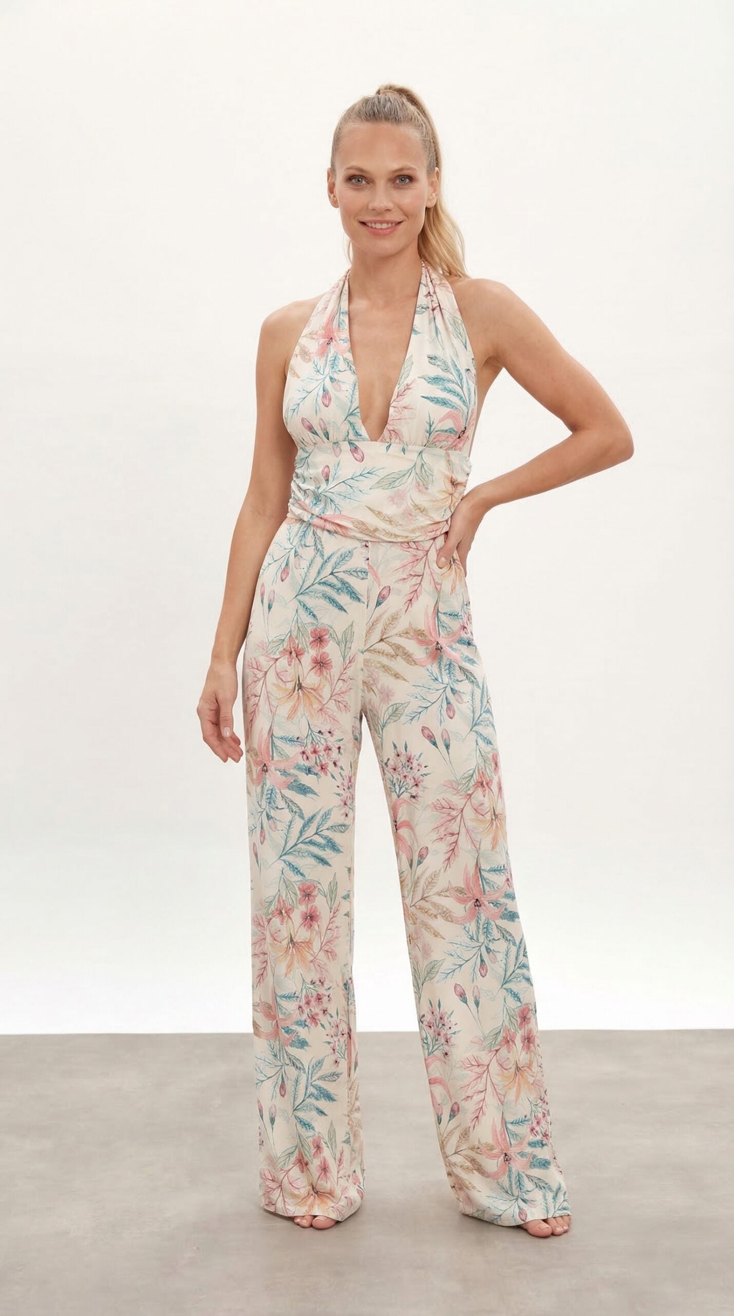 Feathered Elegance PlumePrint Jumpsuit