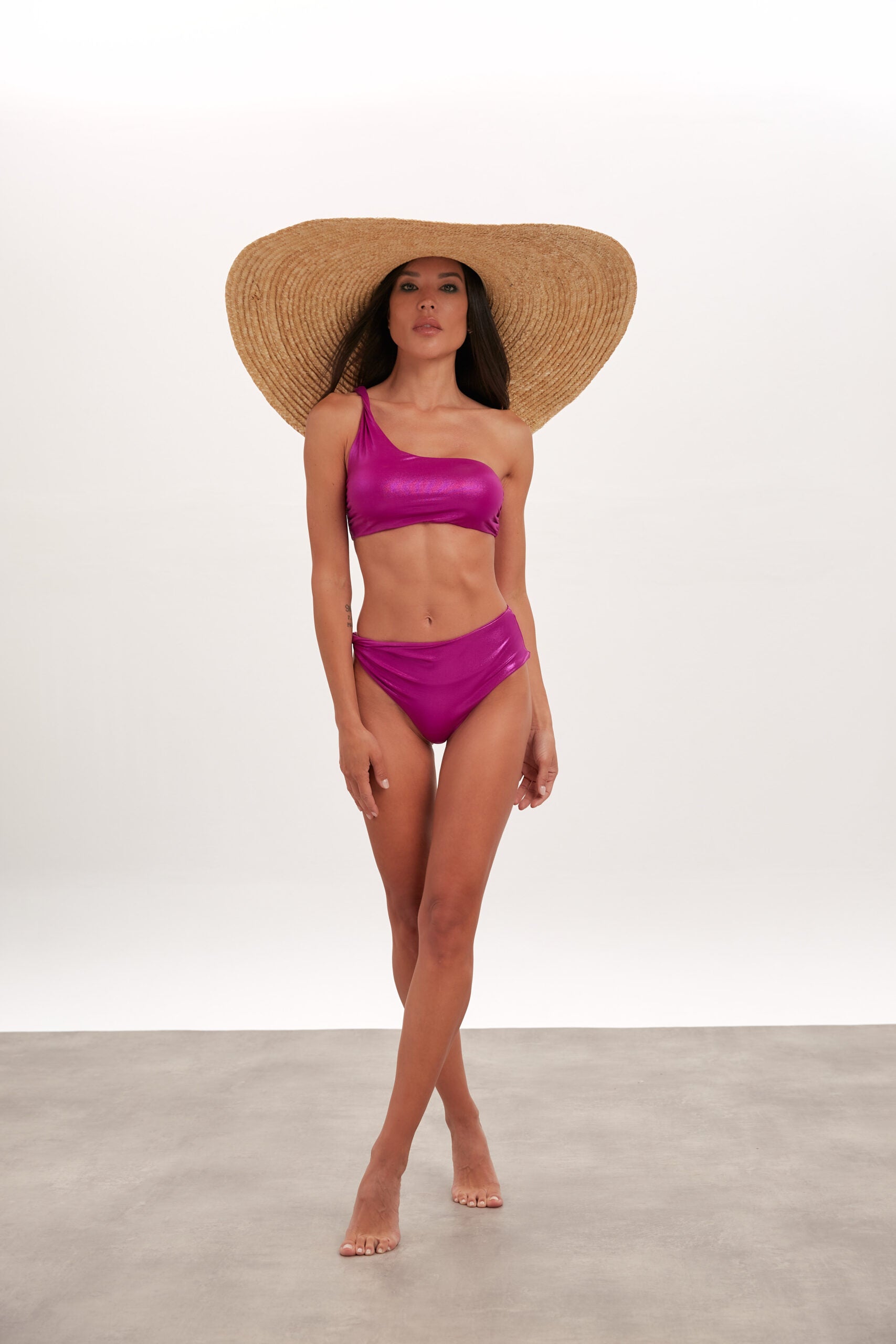Electric Metallic One-Shoulder Bikini Set