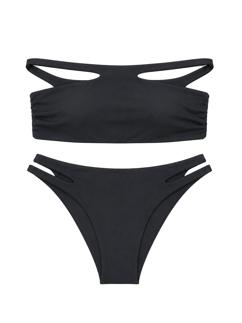 Black Cut-Out Bandeau Bikini Set
