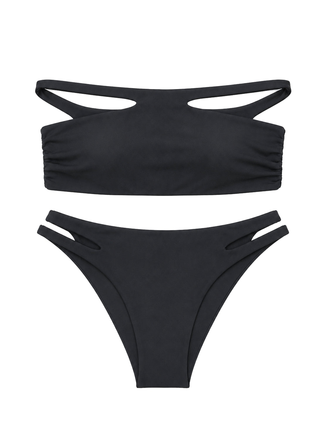 Black Cut-Out Bandeau Bikini Set