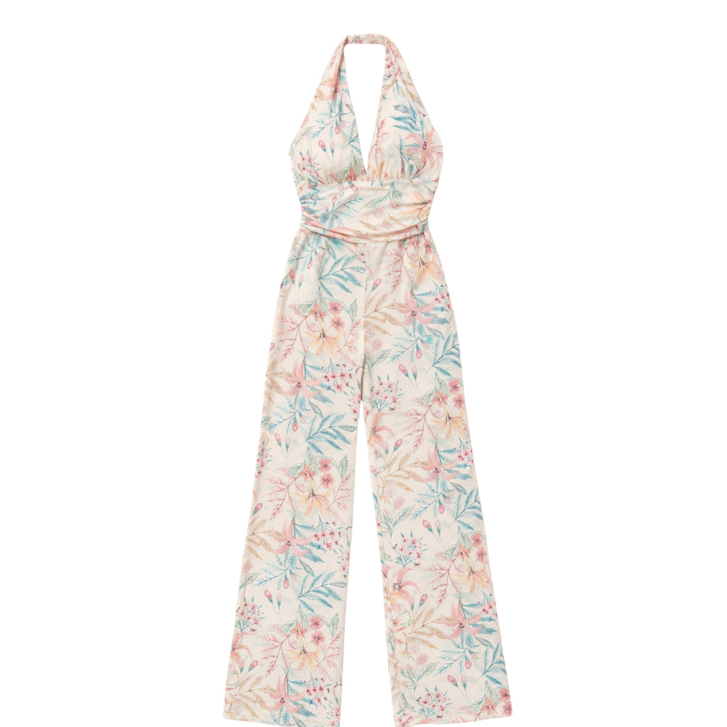 Feathered Elegance PlumePrint Jumpsuit