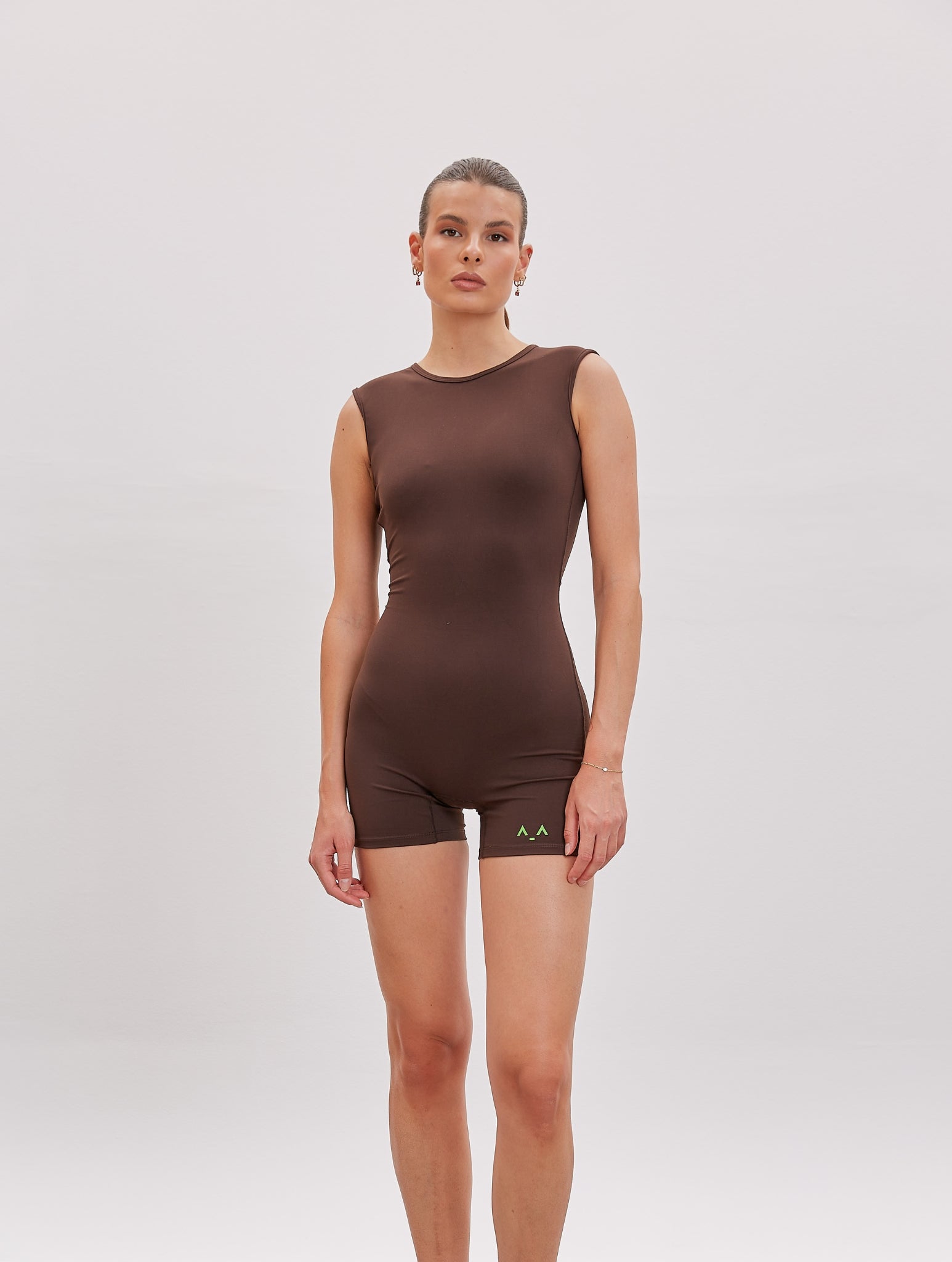 Brown Allure Open-Back Romper