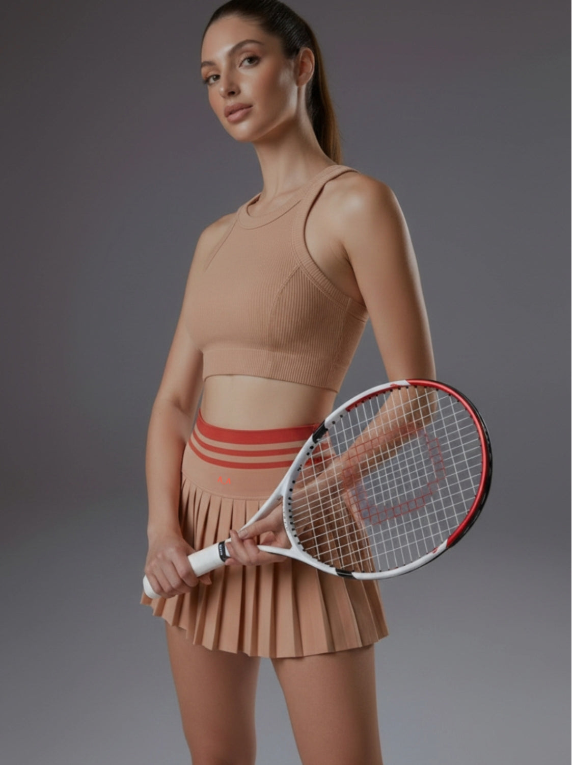 Nude Pleat Tennis Skirt